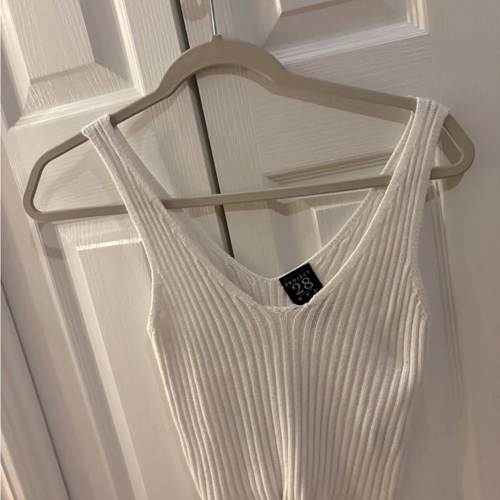 White Ribbed Tank Top